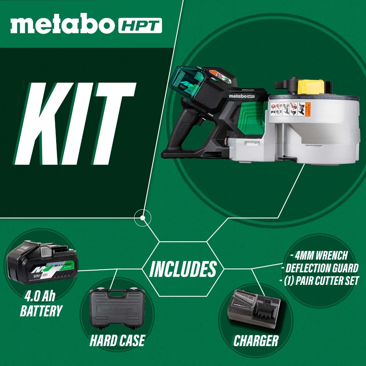 Metabo HPT VB3616DAM 36V MultiVolt Cordless Rebar Bender/Cutter Kit components
