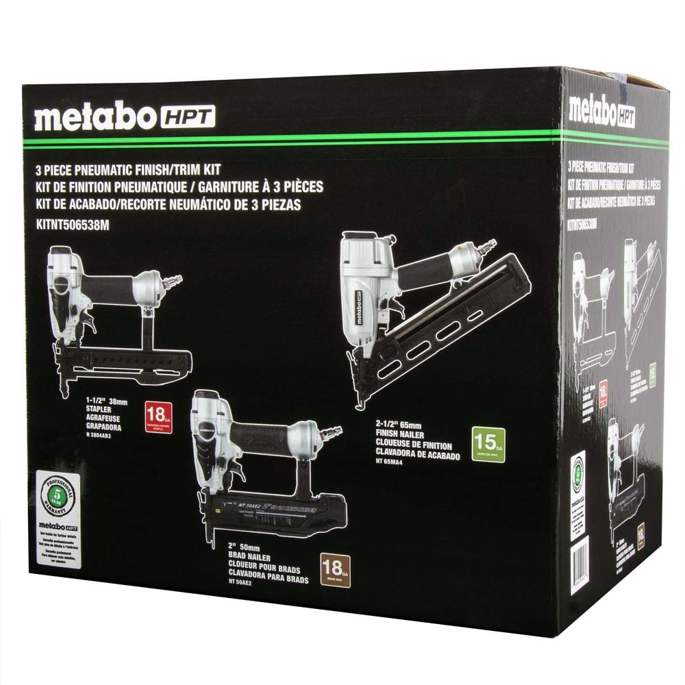 Metabo HPT KITNT506538M Pneumatic  Finish & Trim 3-Tool Kit box