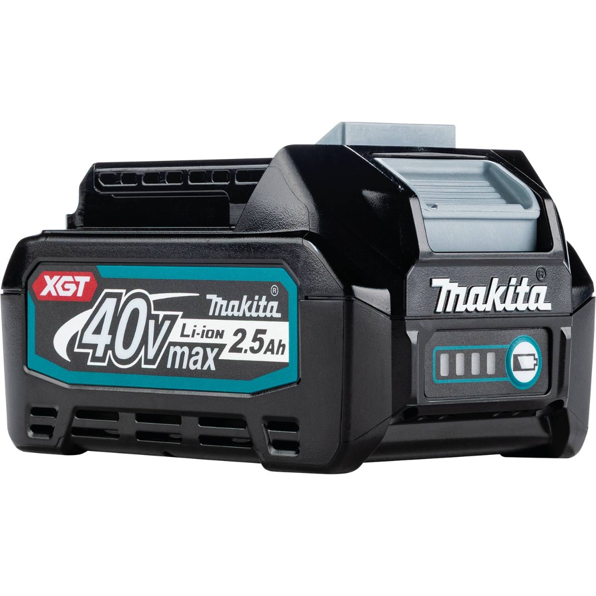 Makita BL4025 40V MAX XGT 2.5 Ah Li-Ion Battery side angle view