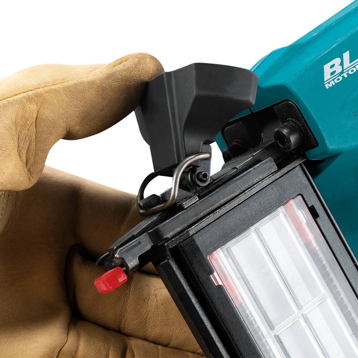 Makita XNB06Z 18V LXT Brush1less 16 Gauge Angled Finish Nailer nose