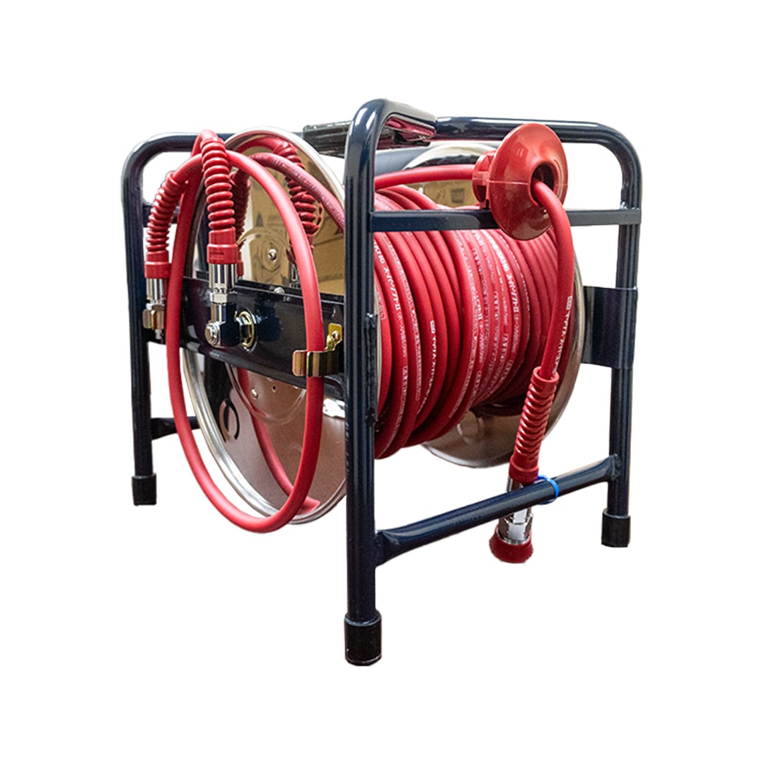 MAX SD630A2 - AH99880 100ft 500 PSI High Pressure Air Hose With Wheel Drum side view
