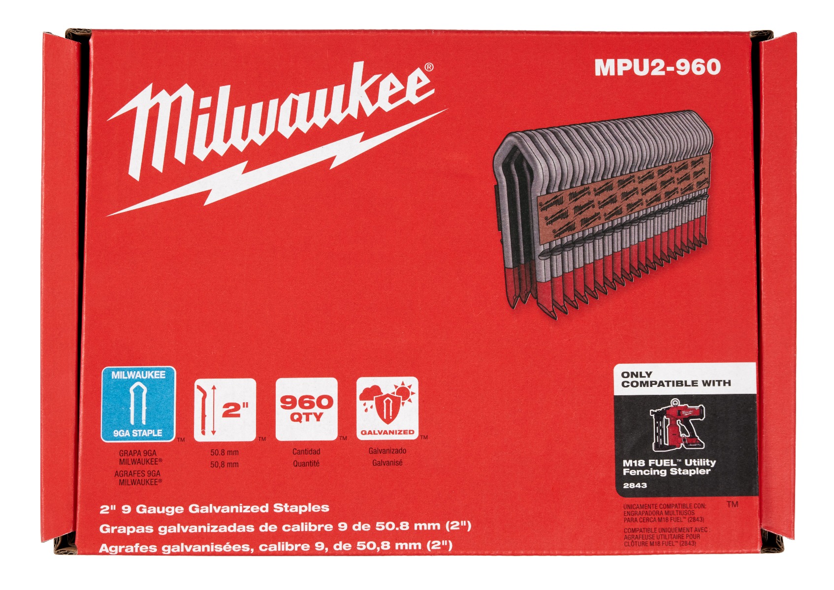 Milwaukee MPU2-960 2" 9 Gauge Galvanized Fence Staples box