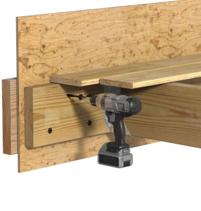Camo 0366209 5/16" x 5" Structural Multi-Ply & Ledger Flat Head Exterior Screw installation