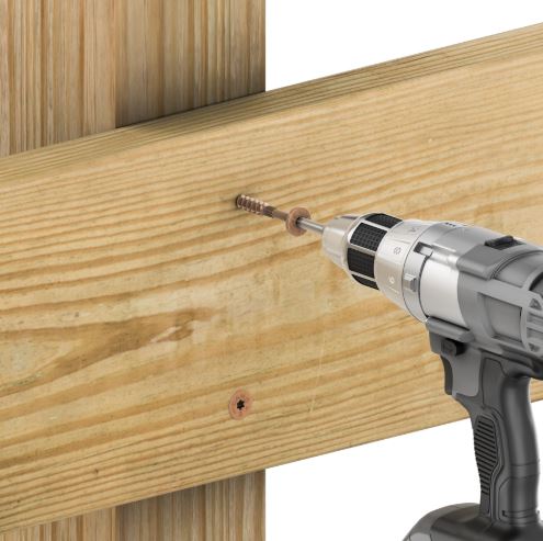 Camo 0360249 1/4" x 6" Structural Multi-Purpose Flat Head Exterior Screw installation