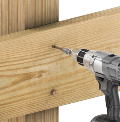 Camo 0364249 1/4" x 6" Structural Multi-Purpose Hex Head Exterior Screw in use
