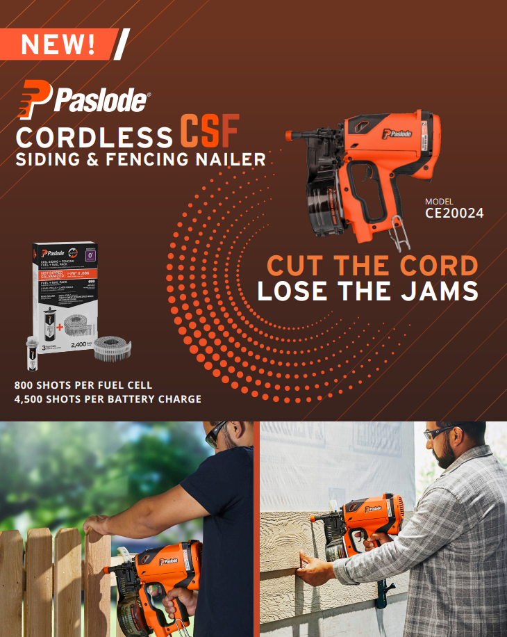 Paslode CSF 919100 Coil Siding & Fencing Nailer, 1-1/4" to 2" flyer