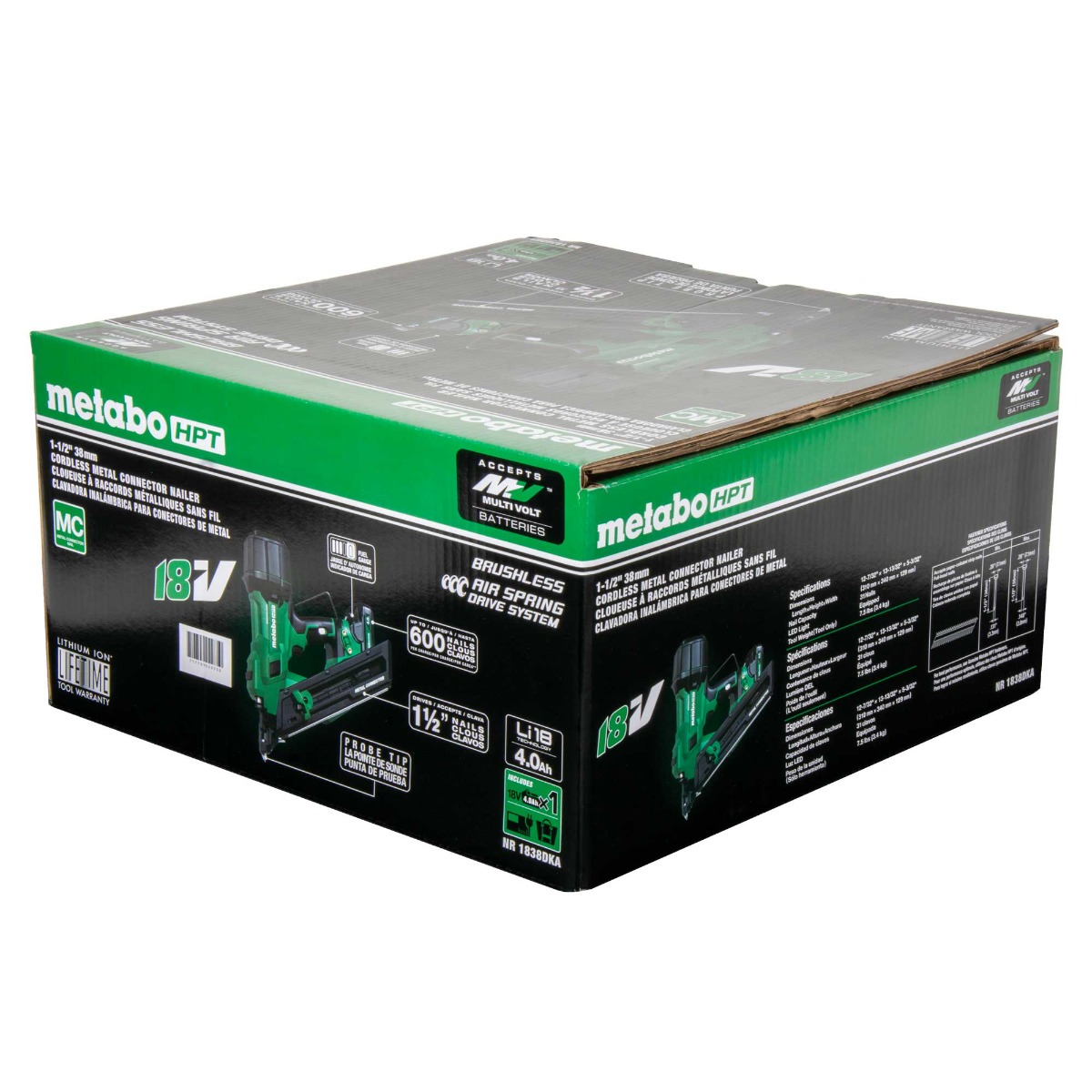 Metabo HPT NR1838DKAM 18V Metal Connector Nailer, 1-1/2" package