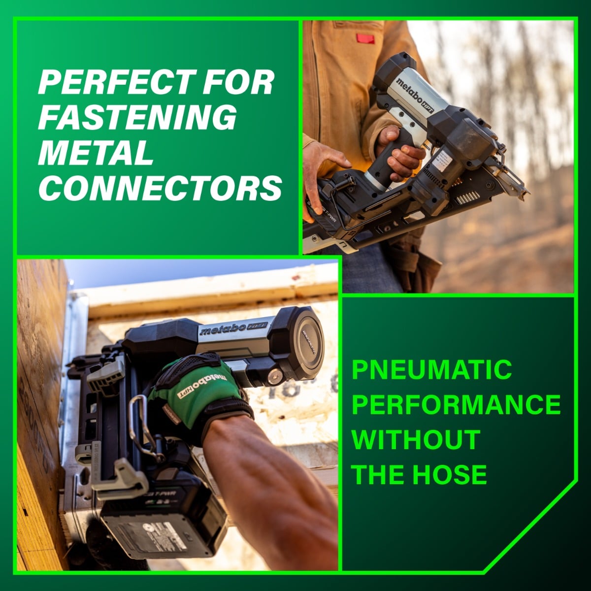 Metabo HPT NR1865DKAQRY 18V Cordless Pneumatic Metal Connector Nailer application