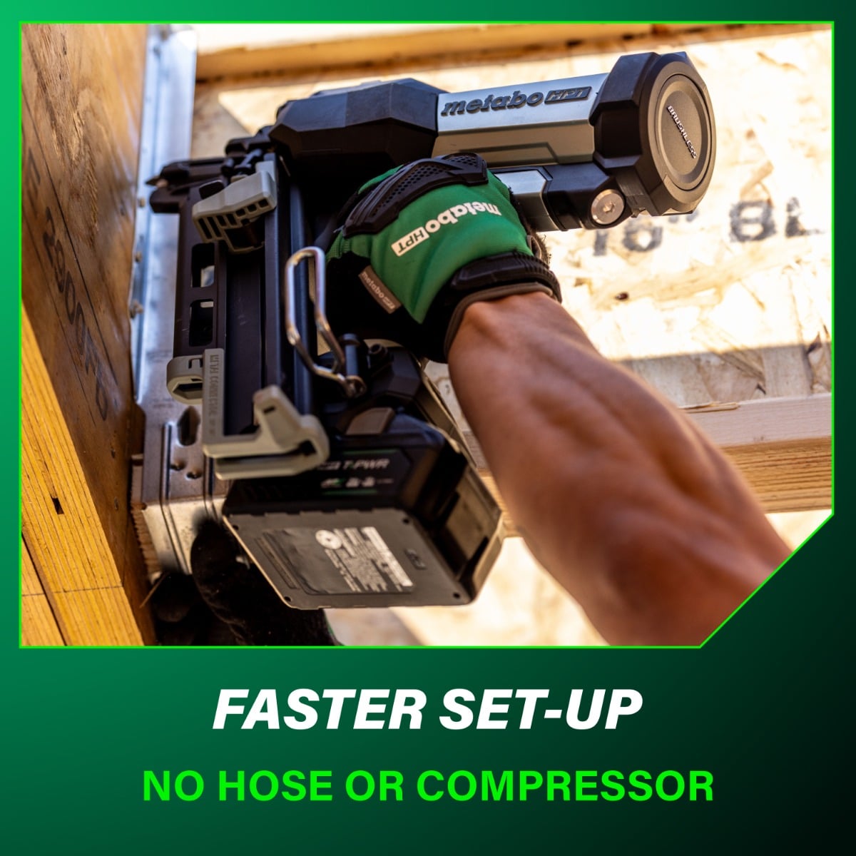 Metabo HPT NR1865DKAQRY 18V Cordless Pneumatic Metal Connector Nailer fast set up