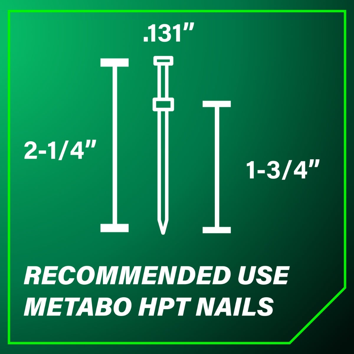 Metabo HPT NR1875DDAQRY 18V Cordless Pneumatic 21-Degree Duplex Nailer fasteners