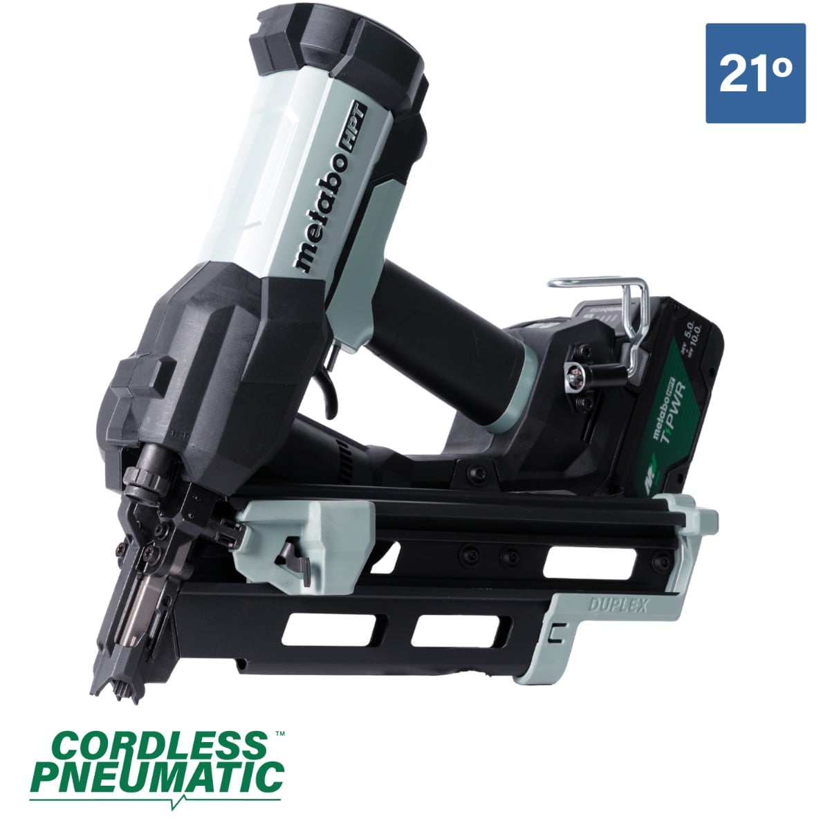 Metabo HPT NR1875DDAQRY 18V Cordless Pneumatic 21-Degree Duplex Nailer
