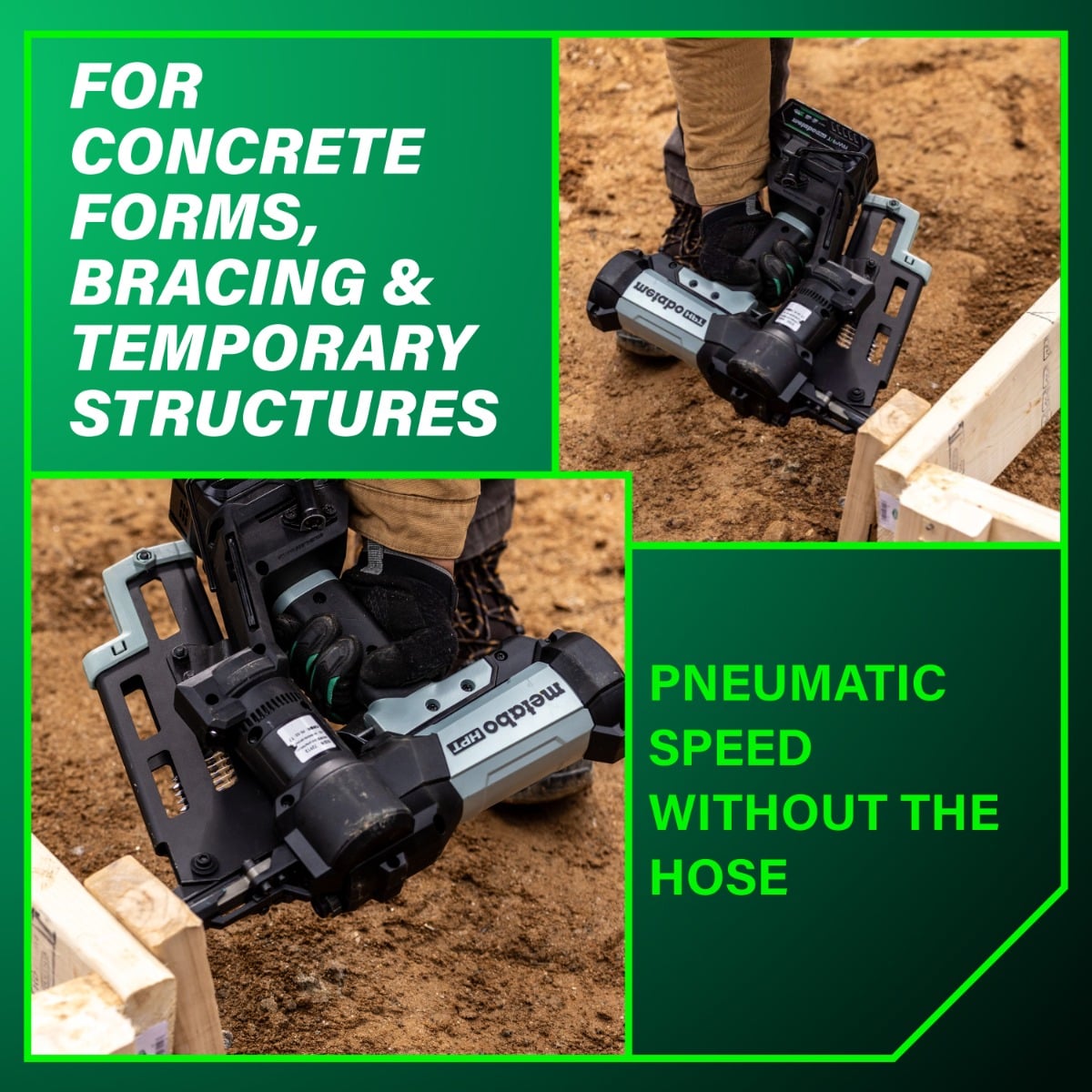 Metabo HPT NR1875DDAQRY 18V Cordless Pneumatic 21-Degree Duplex Nailer applications