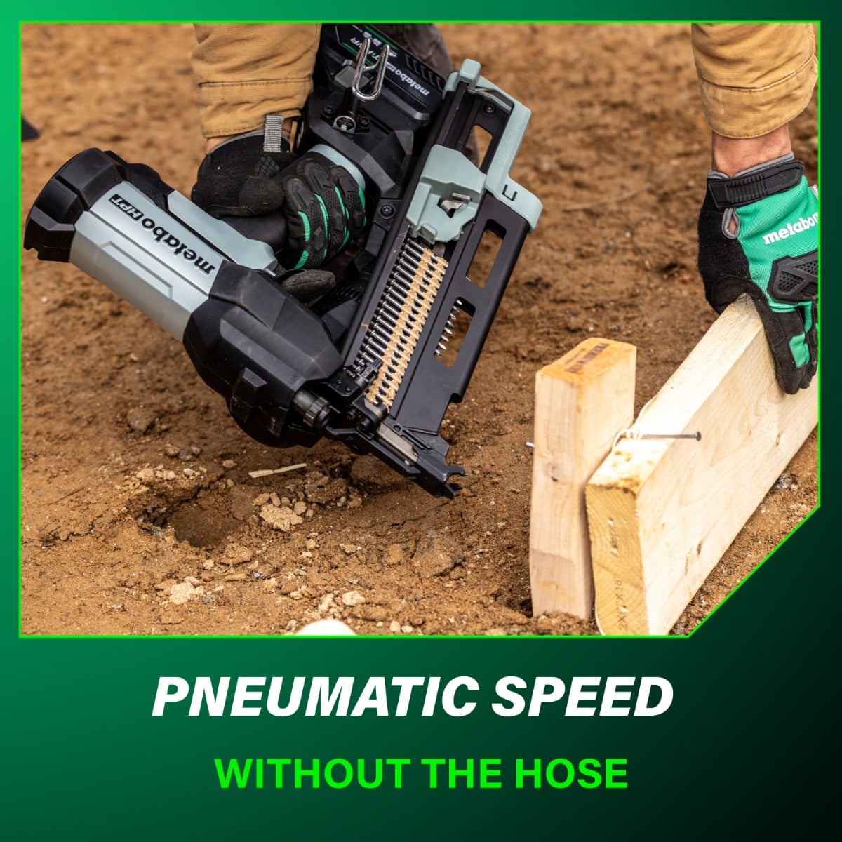 Metabo HPT NR1875DDAQRY 18V Cordless Pneumatic 21-Degree Duplex Nailer speed