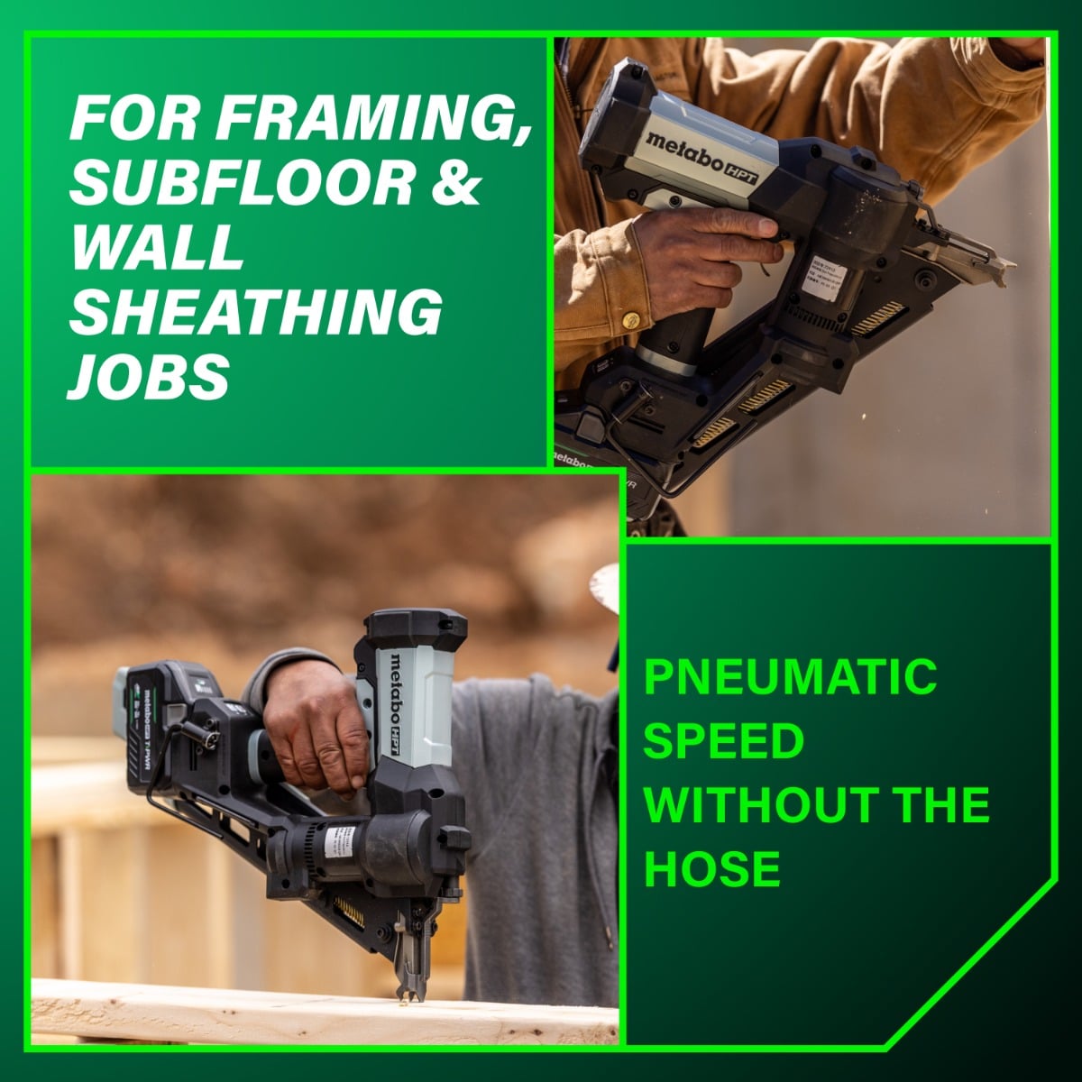Metabo HPT NR1890DCBQRY 18V Cordless Pneumatic 30-Degree Framing Nailer Kit, 2” to 3-1/2” applications
