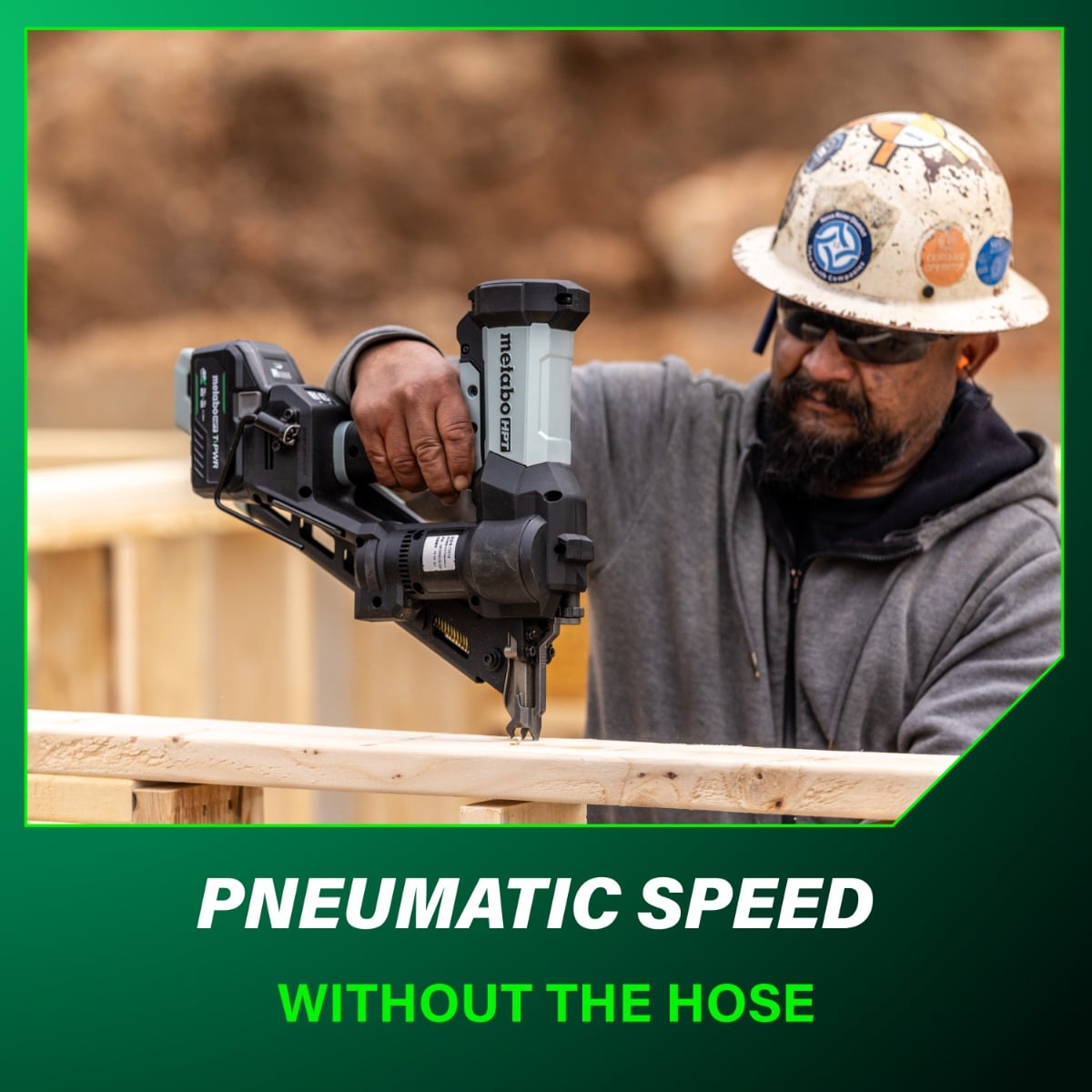 Metabo HPT NR1890DCBQRY 18V Cordless Pneumatic 30-Degree Framing Nailer Kit, 2” to 3-1/2” speed