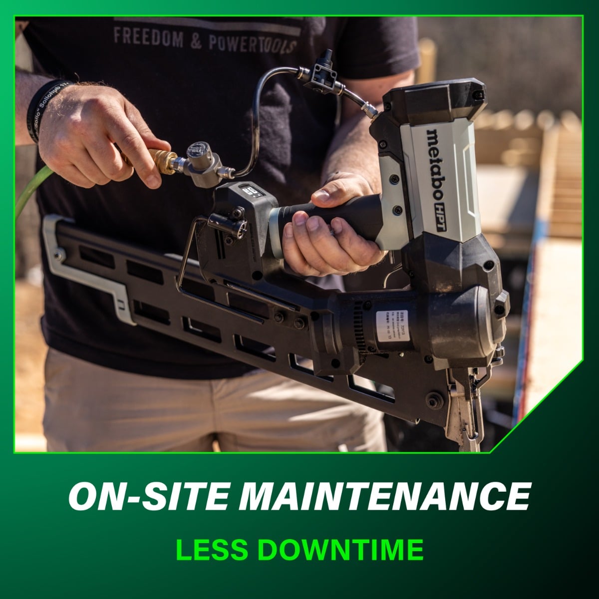 Metabo HPT NR1890DCBQRY 18V Cordless Pneumatic 30-Degree Framing Nailer Kit, 2” to 3-1/2” on site maintenance