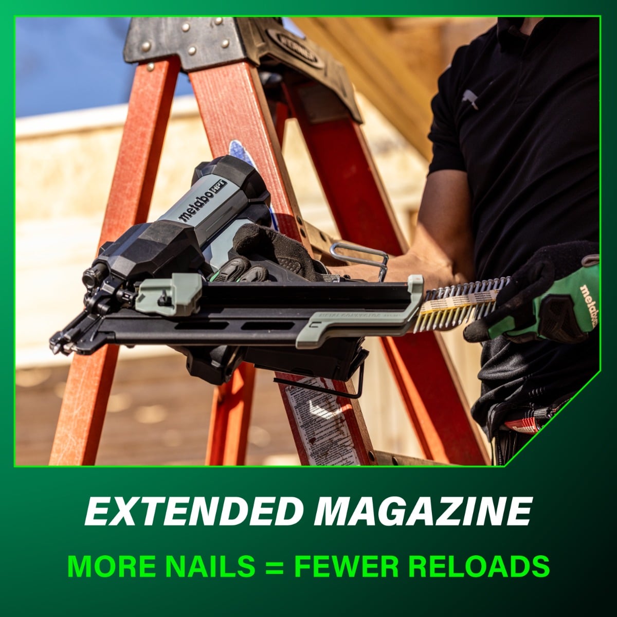 Metabo HPT NR1890DCBQRY 18V Cordless Pneumatic 30-Degree Framing Nailer Kit, 2” to 3-1/2” extended magazine
