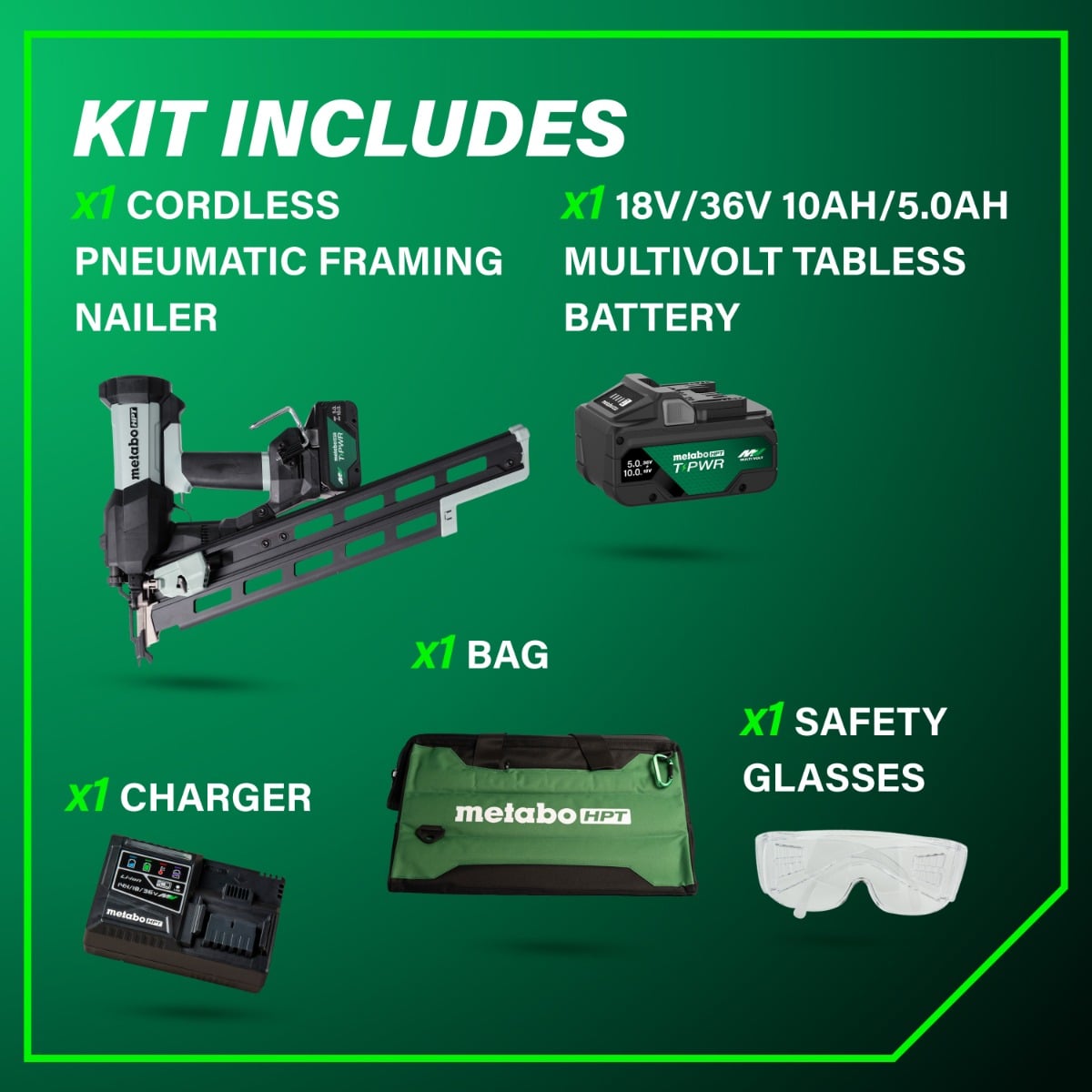 Metabo HPT NR1890DRBQRY Framing Nailer Kit