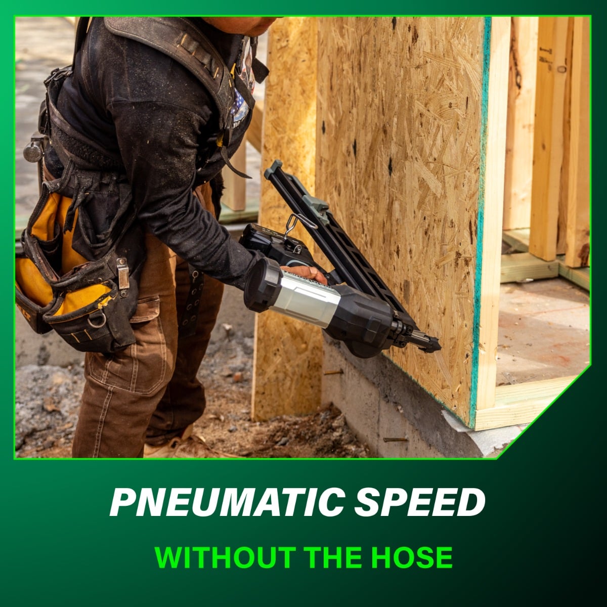 Metabo HPT NR1890DRBQRY Cordless Pneumatic Framer in use