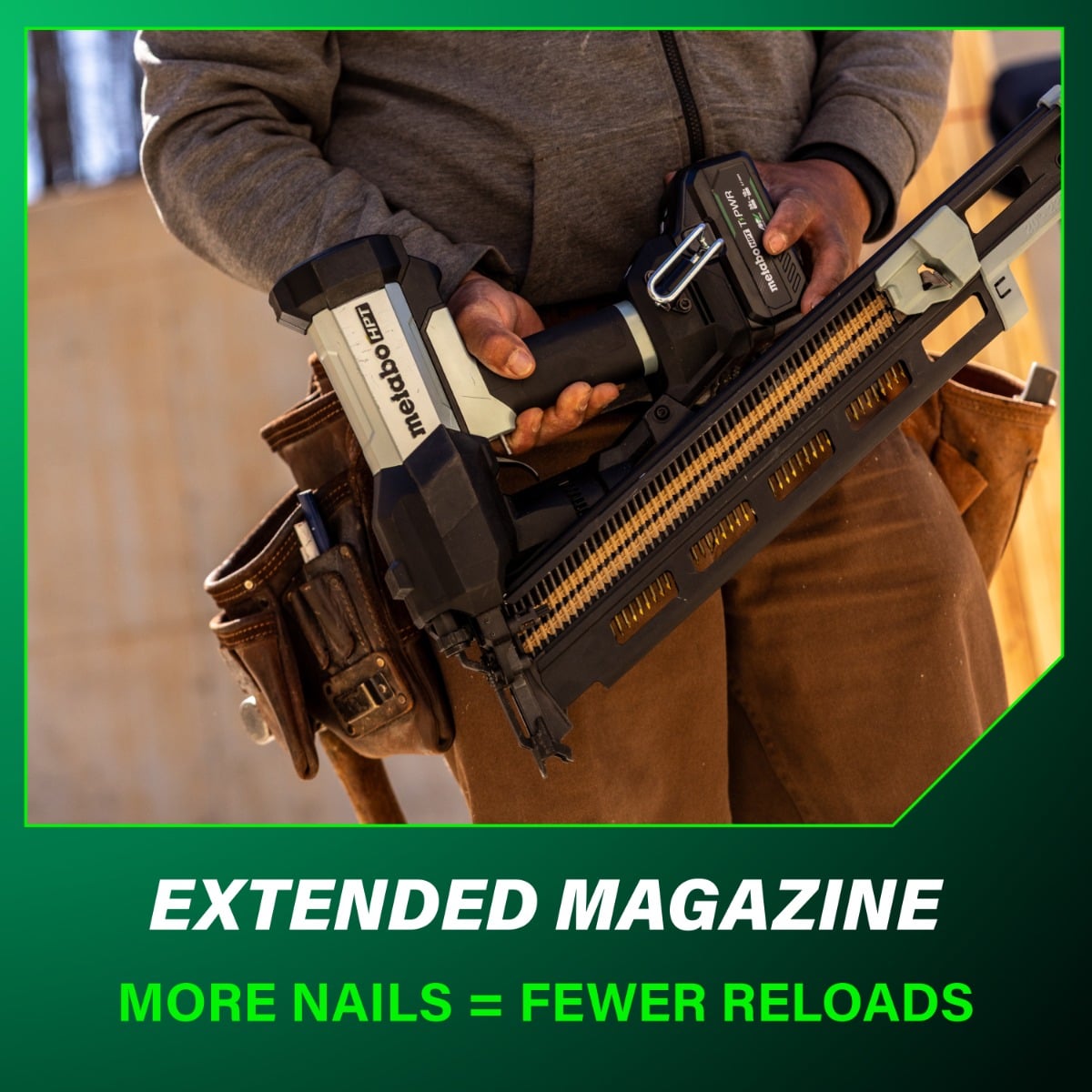 Metabo HPT NR1890DRBQRY Framing Nailer extended magazine