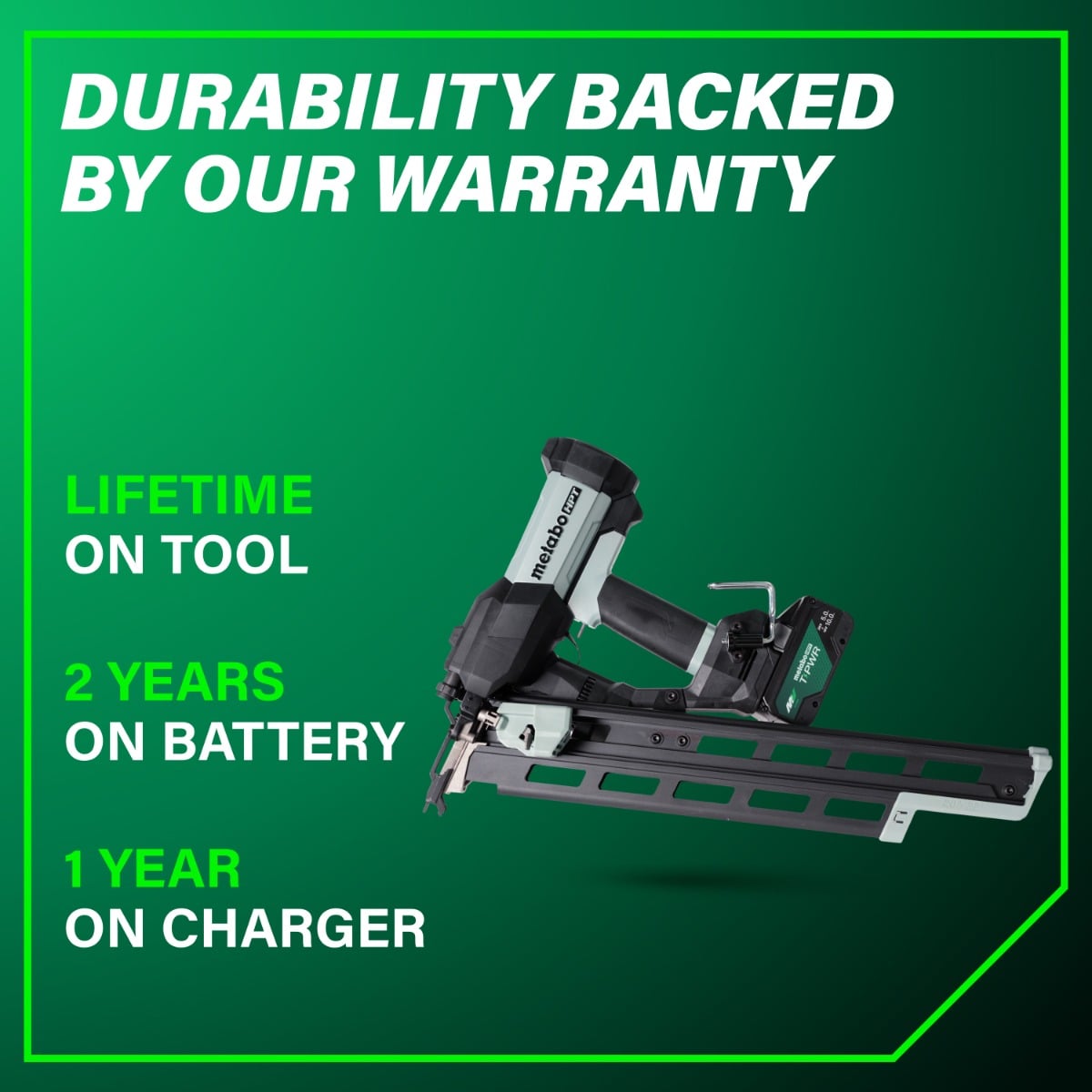 Metabo HPT NR1890DRBQRY Framing Nailer warranty information
