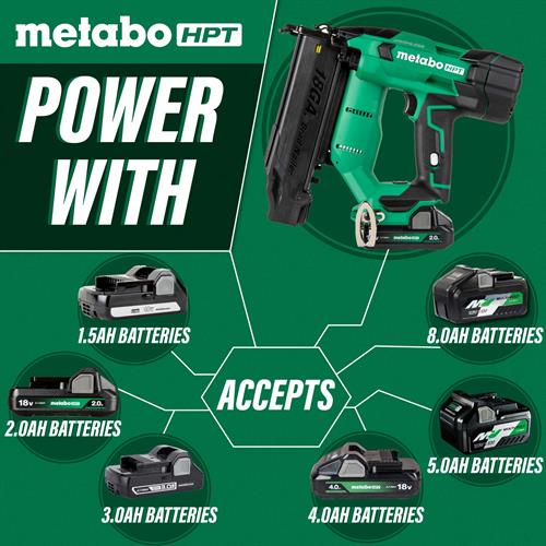 Metabo HPT NT1850DFTM Li-Ion 18 Gauge Cordless Brad Nailer batteries