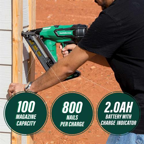 Metabo HPT NT1865DMASTM (Formerly Hitachi) Li-Ion 15 Gauge Angled Cordless Finish Nailer specifications