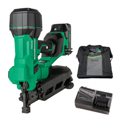 Metabo HPT NV1845DAM 18V MultiVolt Cordless Coil Roofing Nailer Kit w/ Siding Adapter contents