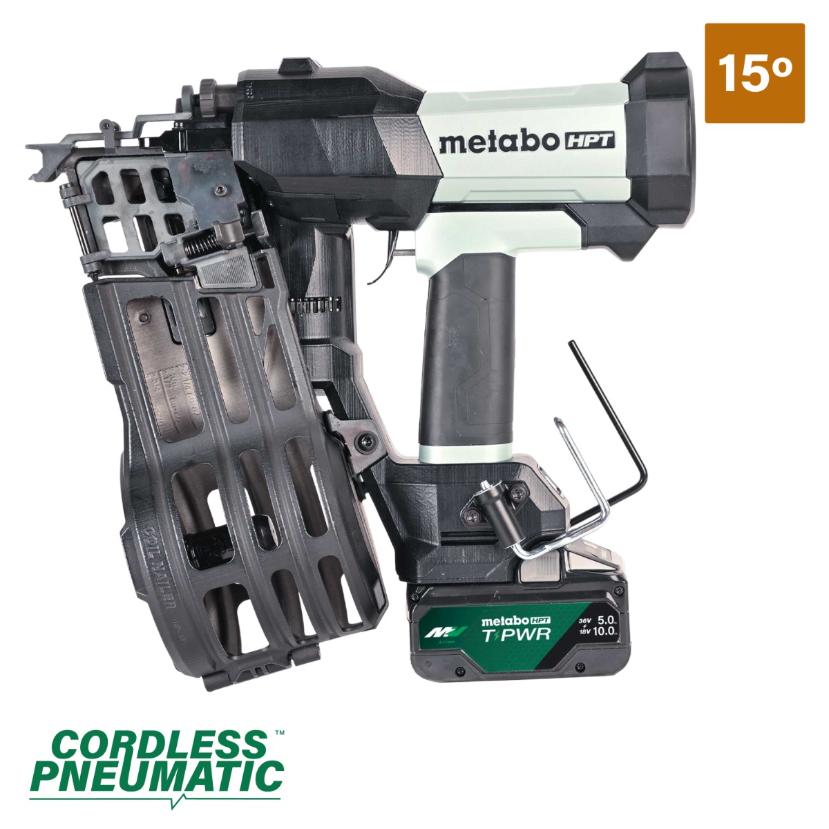 Metabo HPT NV1890DAQRY 18V Cordless Pneumatic 15-Degree Coil Framer