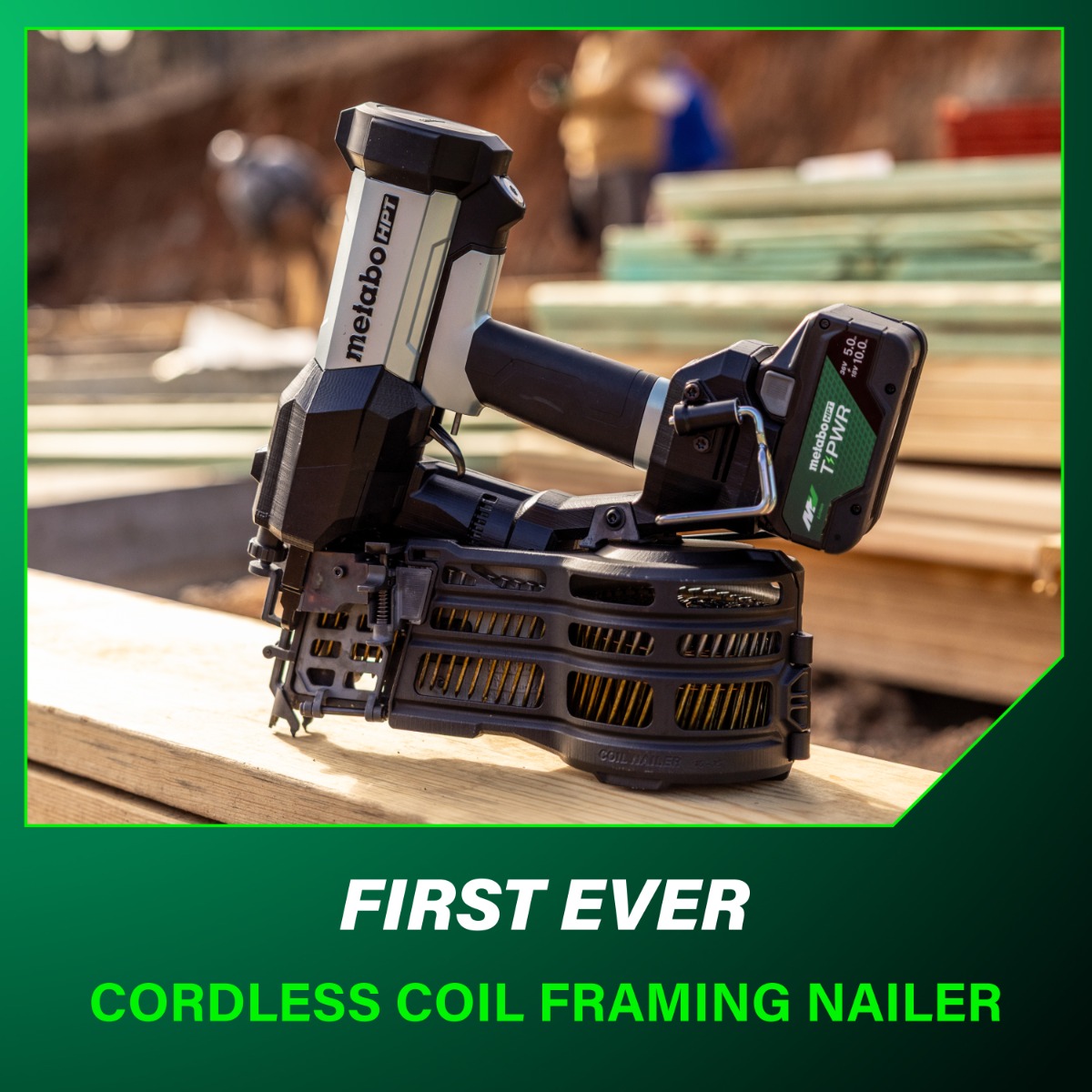 Metabo HPT NV1890DAQRY 18V Cordless Pneumatic 15-Degree Coil Framing Nailer Kit