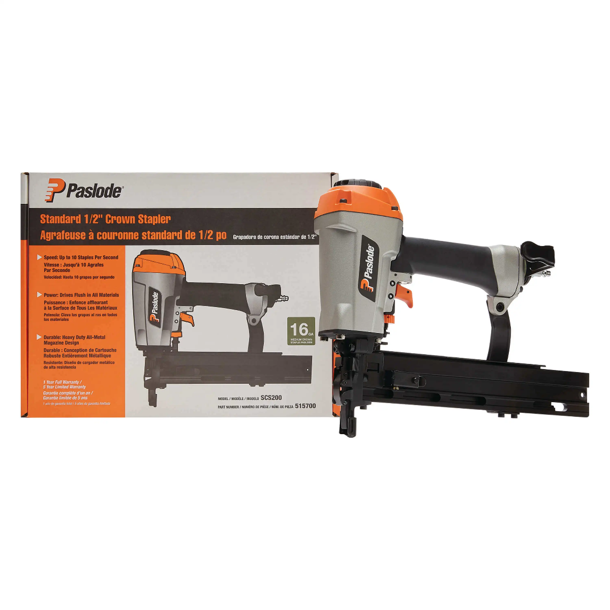Paslode SCS200 16 Ga. 1/2" Medium Crown Stapler 515700 package