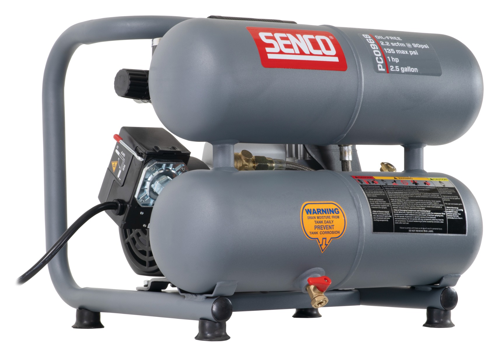 Senco PC0968 Twin Stack Electric Air Compressor angled view