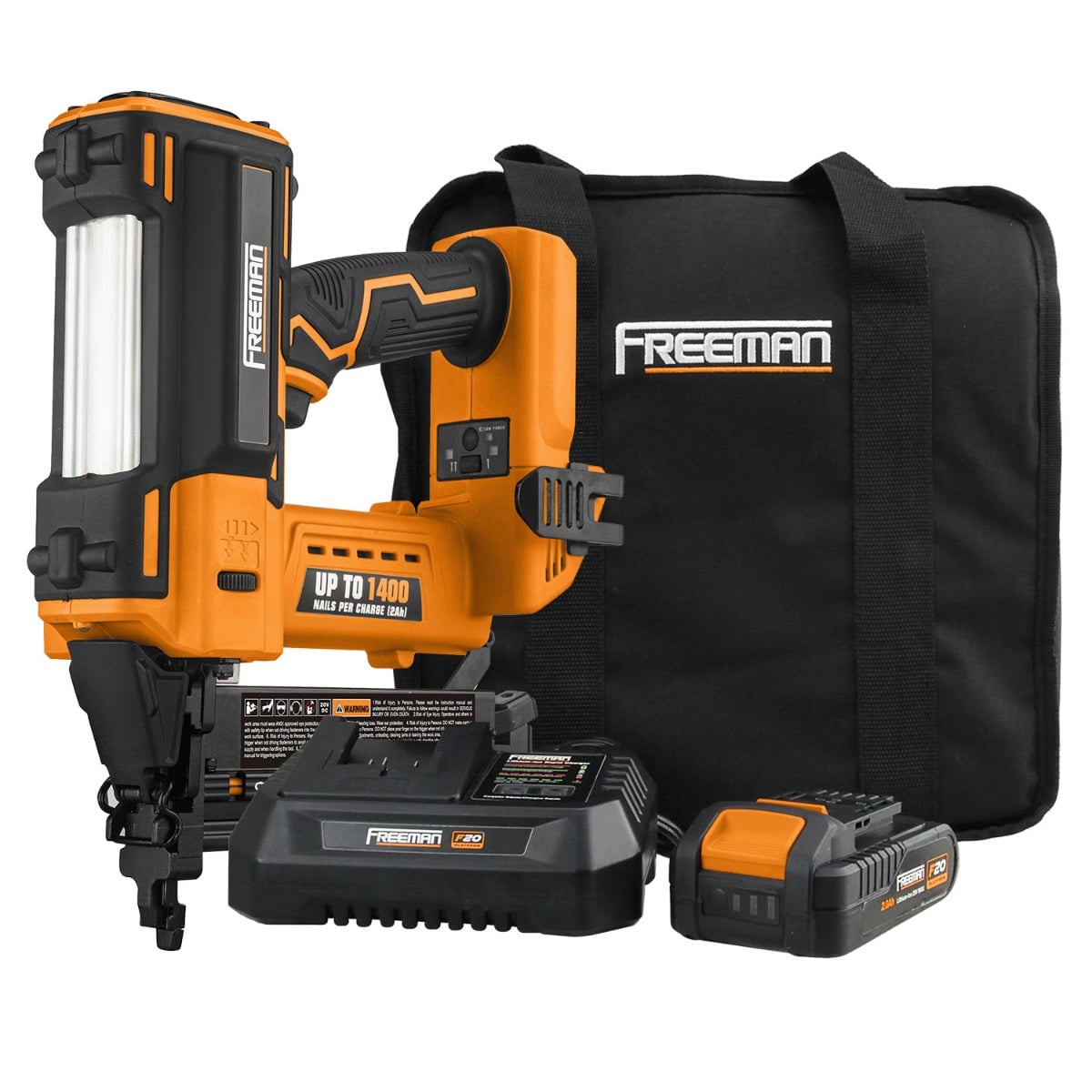 Freeman PE20V2118G2 20V Cordless 2-in-1 18-Gauge Nailer/Stapler Kit w/ Battery and Charger, 5/8" – 2"