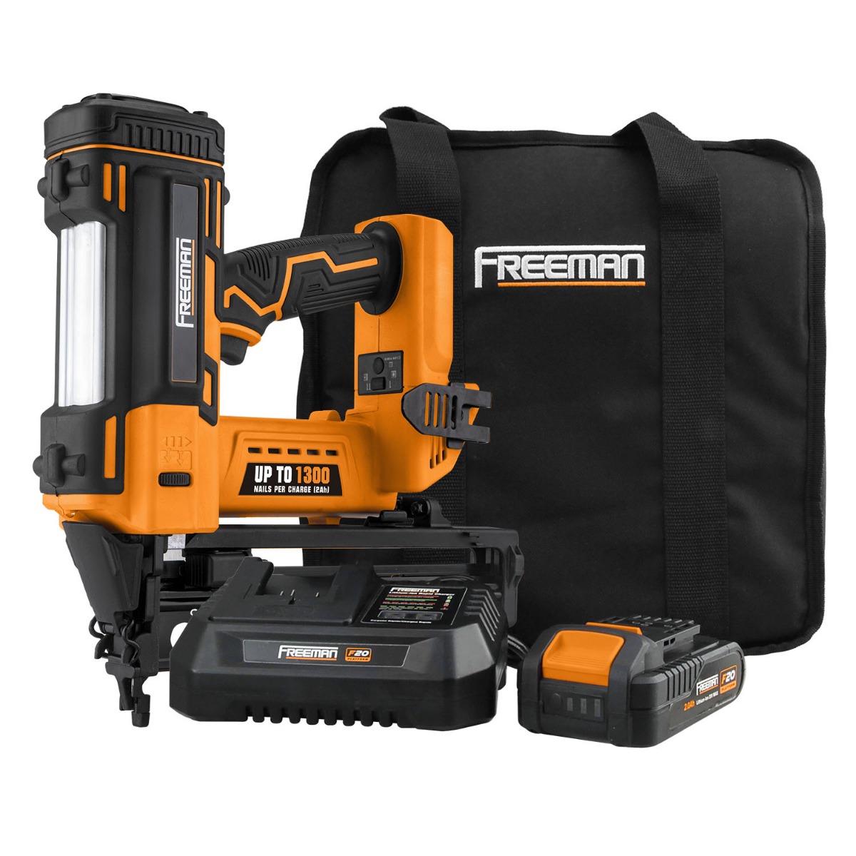 Freeman PE20VFN64 20V Cordless 16-Gauge Straight Finish Nailer Kit w/ Battery & Charger, 1" – 2-1/2"