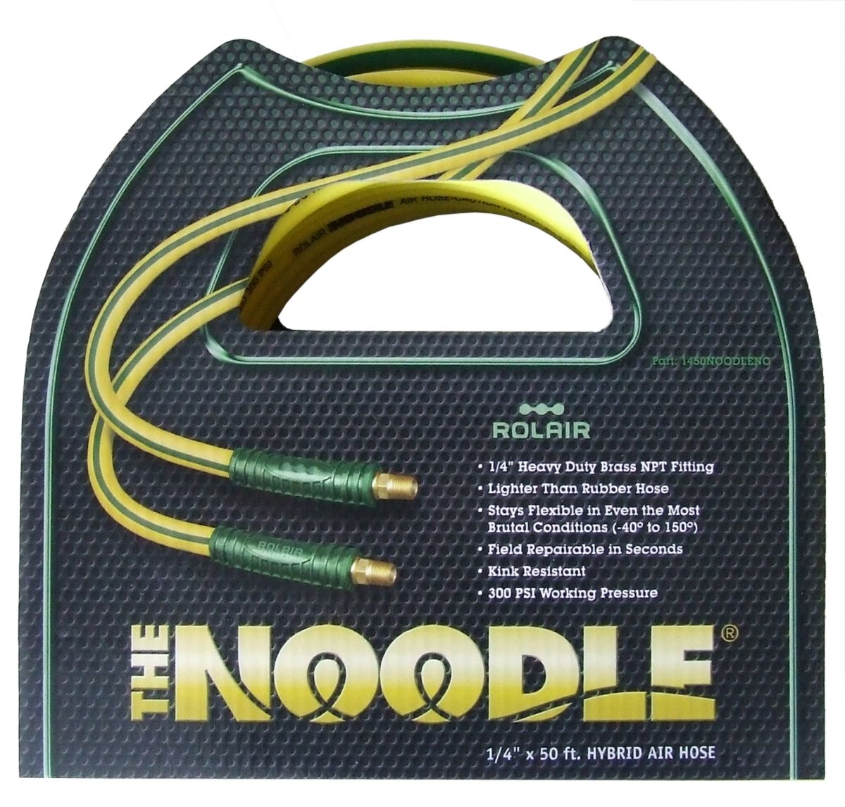 RolAir 1450NOODLE 1/4” x 50 ft. Air Hose w/ Fittings