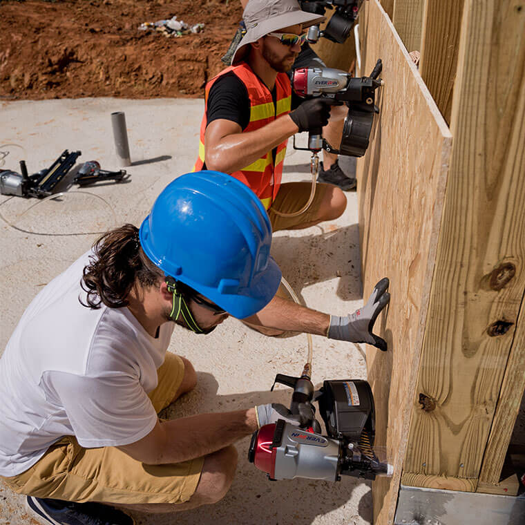 Everwin SCN66B Pneumatic Coil Nailer construction jobsite