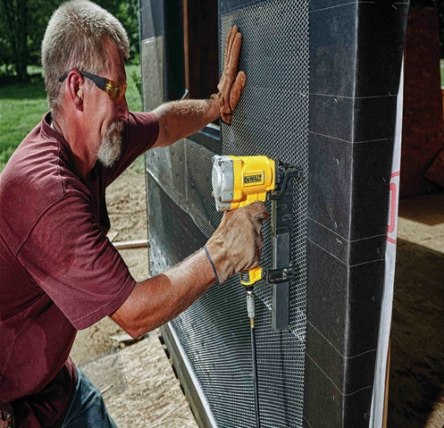 Dewalt DW451S2 16 GA Wide Crown Lathing Stapler Using