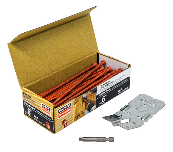 Simpson Strong-Tie SDWC15600-KT 0.155 x 6" Orange Clear Zinc SDWC Non-Collated Truss Screw kit
