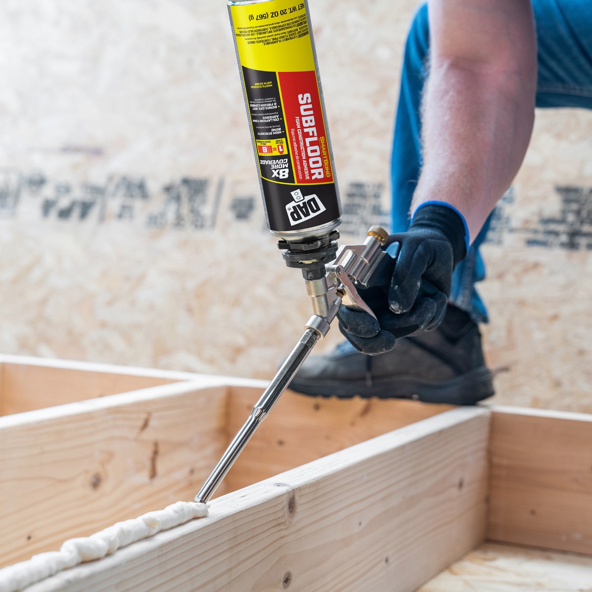 SMARTBOND Subfloor Construction Adhesive in use