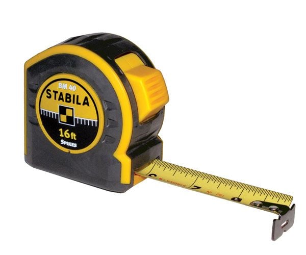 Stabila 16' Impact Resistant Tape Measure with Spike Hooks