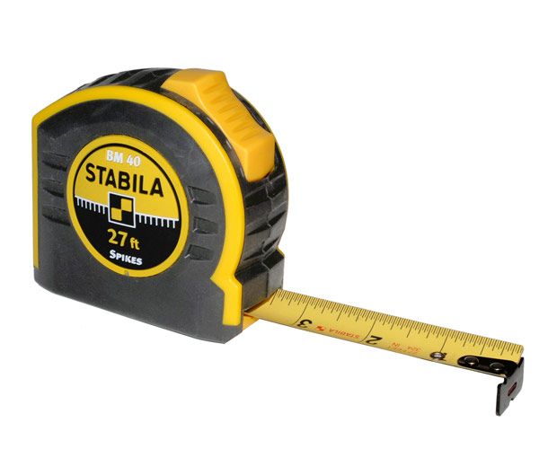 Stabila 27' Impact Resistant Tape Measure with Spike Hooks