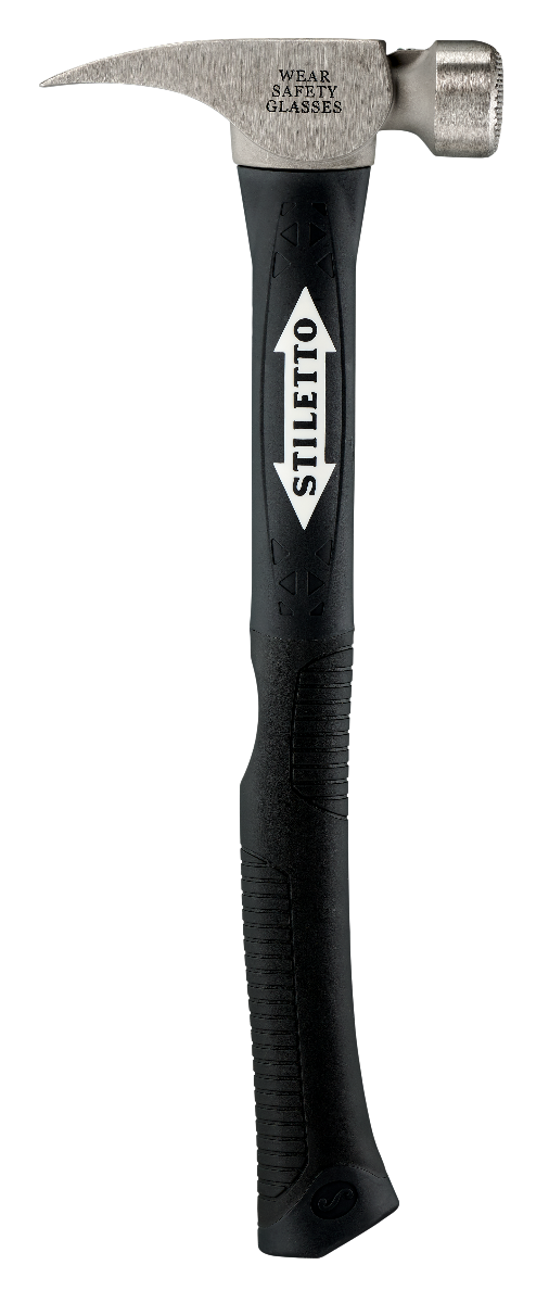 Stiletto TI12MC-F 12oz Milled Face, 16" Curved Handle Hybrid Finish Hammer straight claw