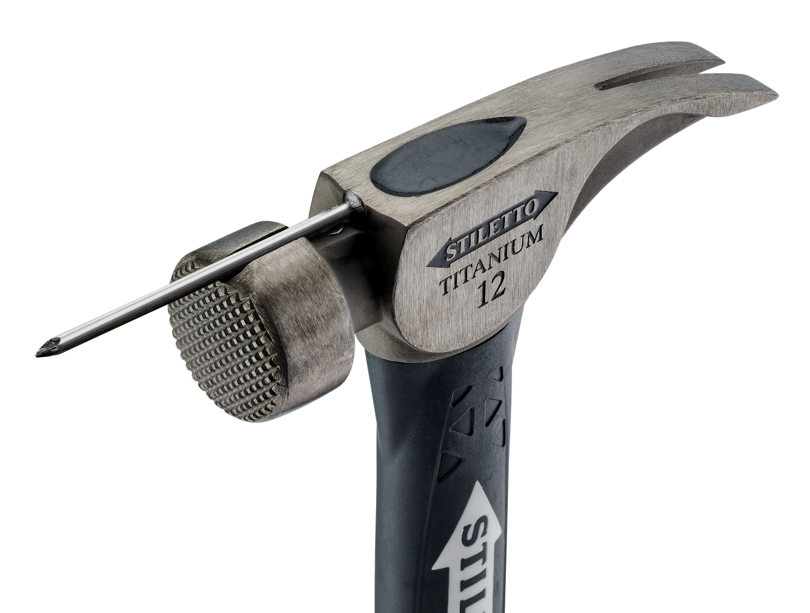 Stiletto TI12MC-F 12oz Milled Face, 16" Curved Handle Hybrid Finish Hammer magnetic nail starter
