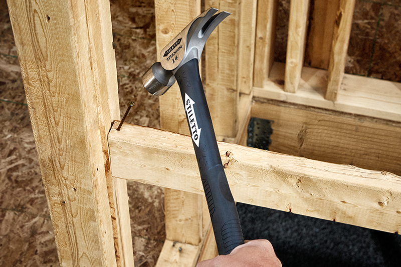 Stiletto TI14MC-F 14oz Milled Face, 16" Curved Handle Hybrid Framing Hammer jobsite
