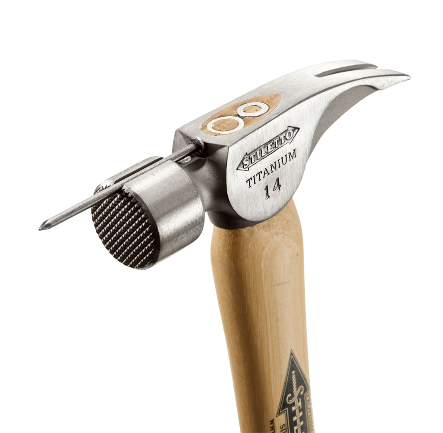 Stiletto TI14MC 14oz Milled Face, 18" Curved Hickory Handle Framing Hammer magnetic nail starter