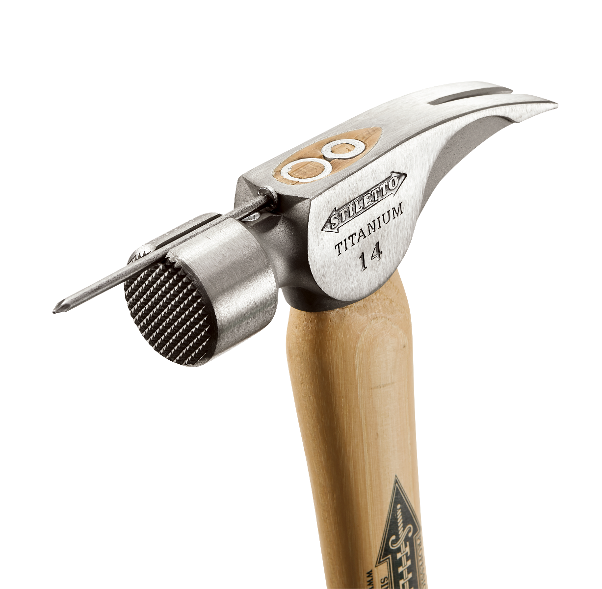 Stiletto TI14MS 14oz Milled Face, 18" Straight Hickory Handle Framing Hammer magnetic nail starter