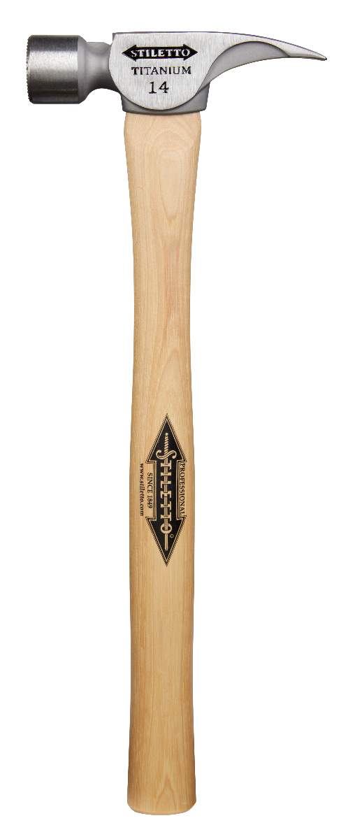 Stiletto TI14MS 14oz Milled Face, 18" Straight Hickory Handle Framing Hammer titanium head