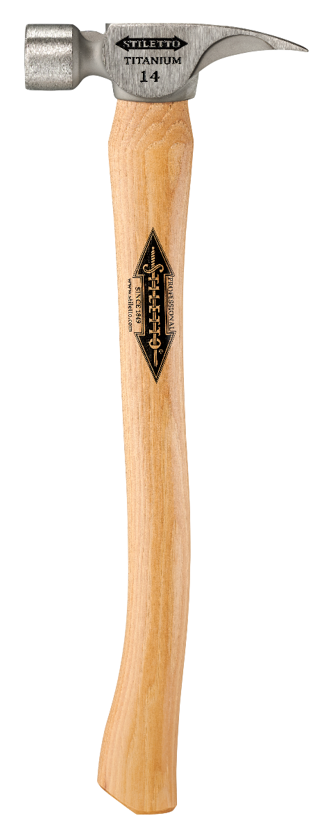 Stiletto TI14SC 14oz Smooth Face, 18" Curved Hickory Handle Framing Hammer titanium head