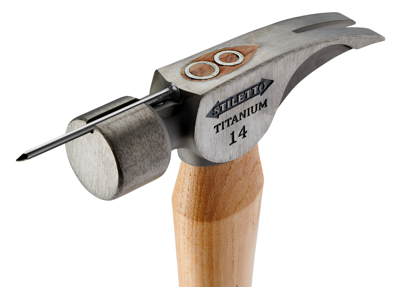 Stiletto TI14SS 14oz Smooth Face, 18" Straight Hickory Handle Framing Hammer magnetic nail starter