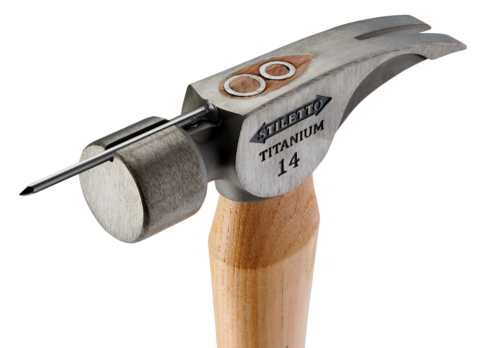 Stiletto TI14SC 14oz Smooth Face, 18" Curved Hickory Handle Framing Hammer magnetic nail starter